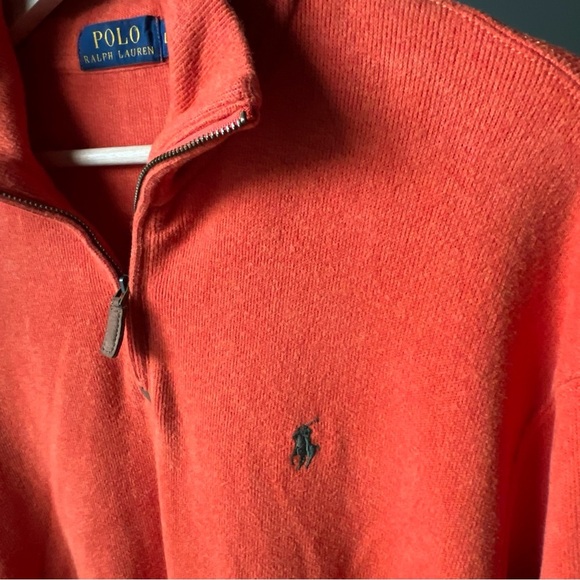 Polo Ralph Lauren 1/4 Zip Orange Pull Over Sweater Men’s Size XL - Picture 6 of 9